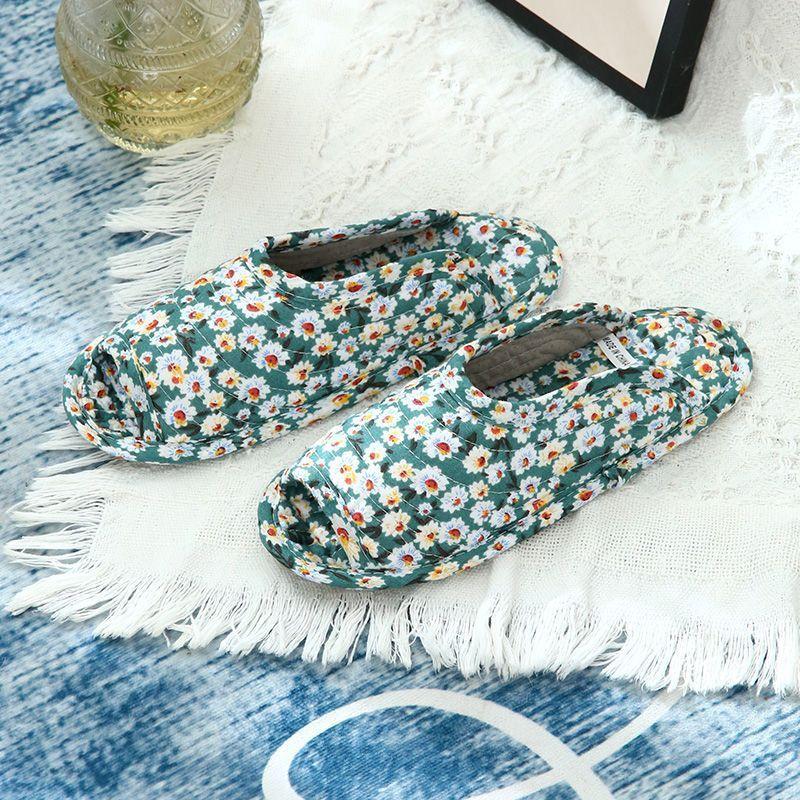 Women's home fabric slippers soft cloth bottom silent non-slip indoor climbing mat slippers wooden floor cotton mop machine washable