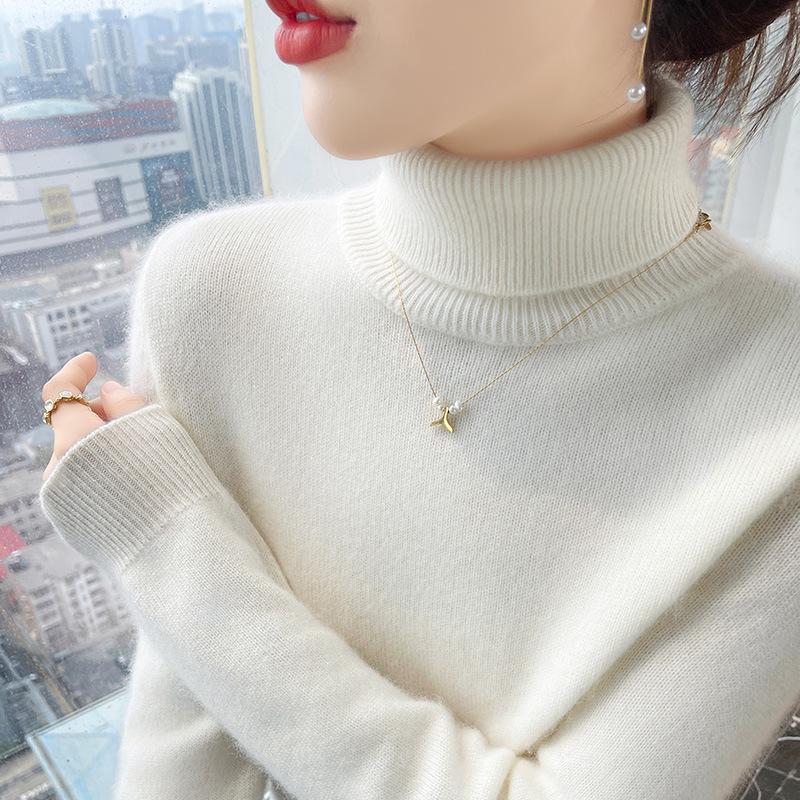 High-End Cashmere Women's Slim-Fit Turtleneck Sweater – Thickened for Autumn/Winter