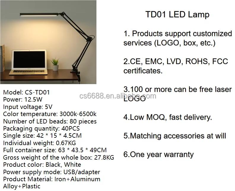 Led Folding Long Arm Eye Protection Lamparas Usb Reading Study Studio Portable Desktop Clip Light Desk Table Lamp for Students
