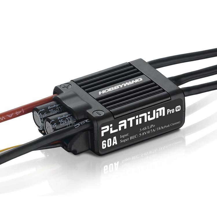 

Hobbywing Platinum V4 60A ESC for Model Aircraft & Helicopters with 5V/8V/7A BEC and Soft Start