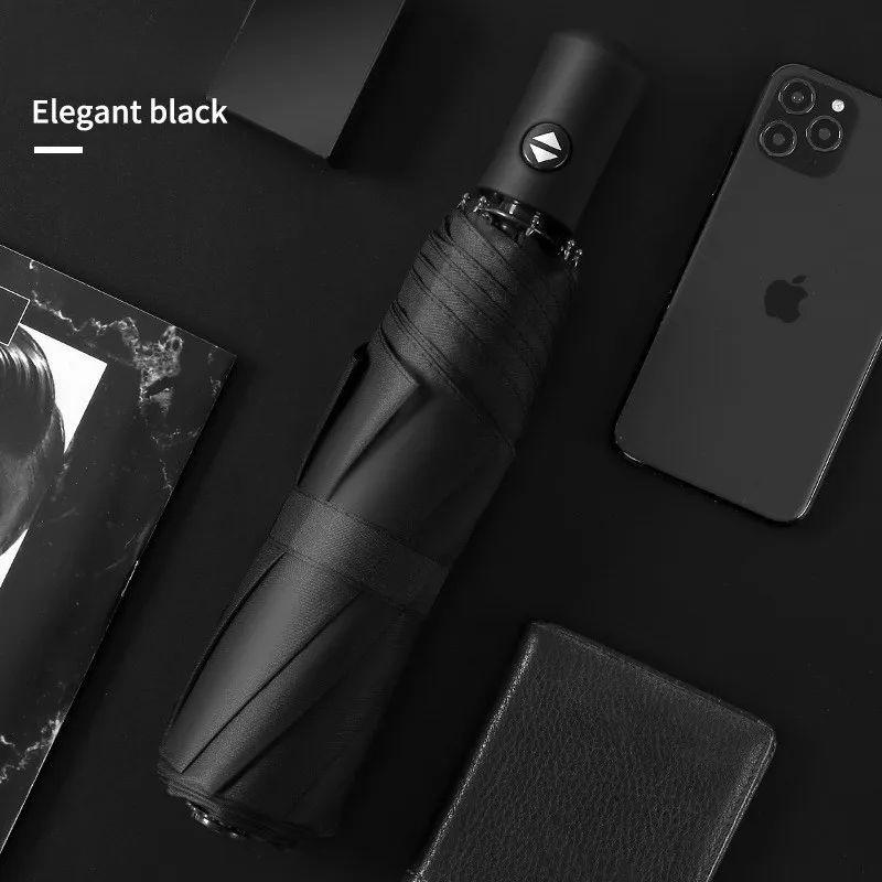 

Автоматический зонт Восемь спиц Винил Солнце и дождь Двойного назначения Солнечный зонт Солнцезащитный козырек и УФ-лучи Автоматическое складывание Подарок Рекламный Iron&8K чёрный