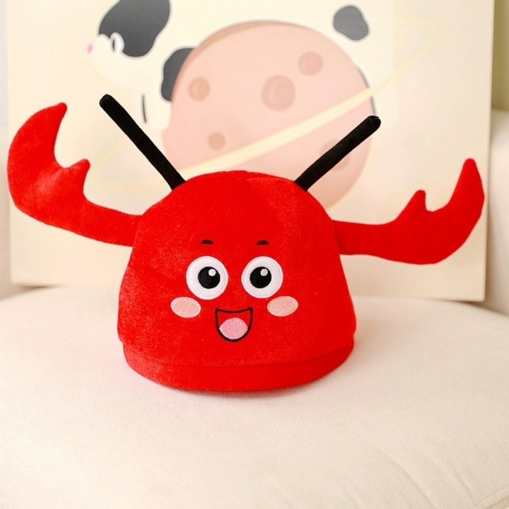 Soft Breathable Cartoon Lobster Plush Hat Funny Look Lobster Headgear Stage Performance