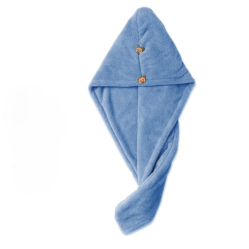 

Коралловое бархатное полотенце для волос Быстросохнущее полотенце для волос Супер впитывающее быстросохнущее полотенце для женщин Шапочка для сушки волос из микрофибры с кнопкой синий