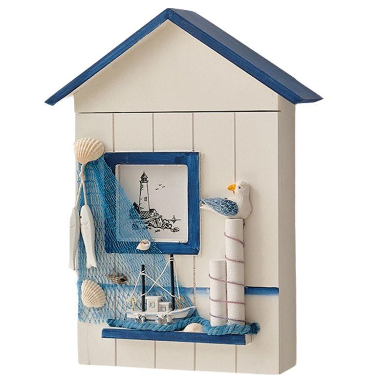 

ABWR Настенный шкафчик-ключница, Деревянная коробка для хранения домашних ключей, Статуэтка-модель в средиземноморском стиле, Настенный декор для дома