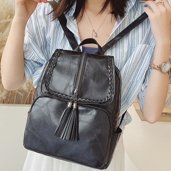 Unisex Retro Backpack Faux Leather Waterproof Schoolbag Anti-Theft Multi-Pocket Backpack for Street