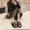 Premium Sense Explosion Thick-bottomed Fluffy Slippers Women's 2025 New Versatile Small Fragrant Style Letter One-word Drag Foreign Style Comfortable
