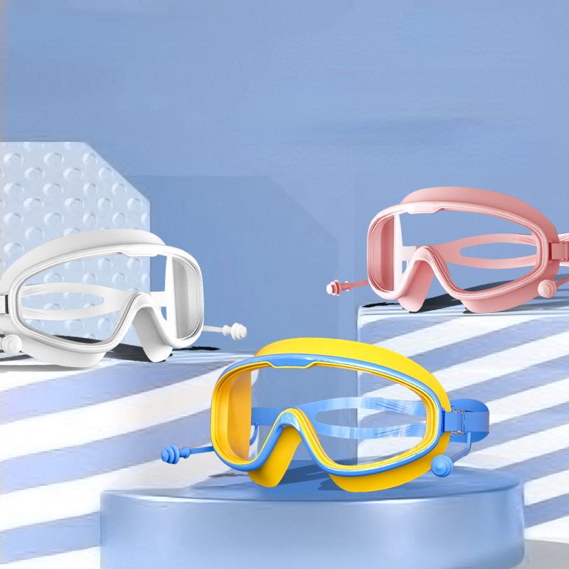 Children's Swimming Goggles Girls Boys Large Frame Waterproof Anti-fog HD Transparent Student Baby Swimming Glasses