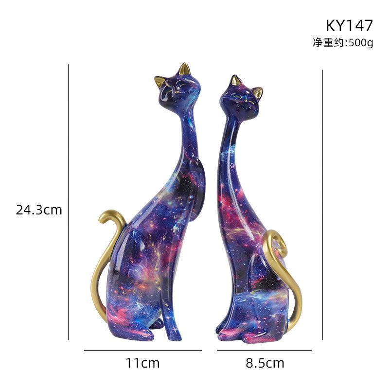 Home Decor Nordic Graffiti Art Oil Painting Cat Decoration Resin Abstract Ornament Figurines Bedroom Desktop Porch Cat Sculpture
