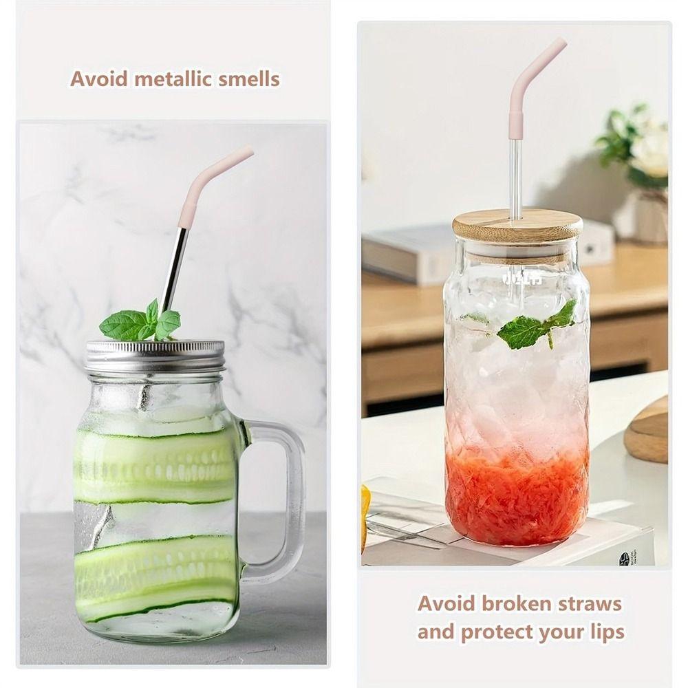 6Pcs Tea Coffee Juice Straw Head Drinkware Silicone Suction Nozzle  for 8mm Stainless Steel Straw