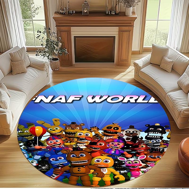 Five Nights at Freddy's Print Round Rug, Washable Floor Carpet, For Entryway Dorm Laundry Room Office Study, Home Decor Birthday Christmas Gift