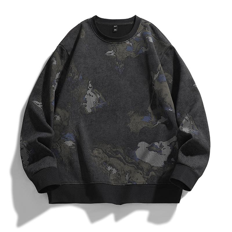Herren Sweatshirt Langarm T-Shirt Locker Bedruckt Rundhals Freizeit Oberteil