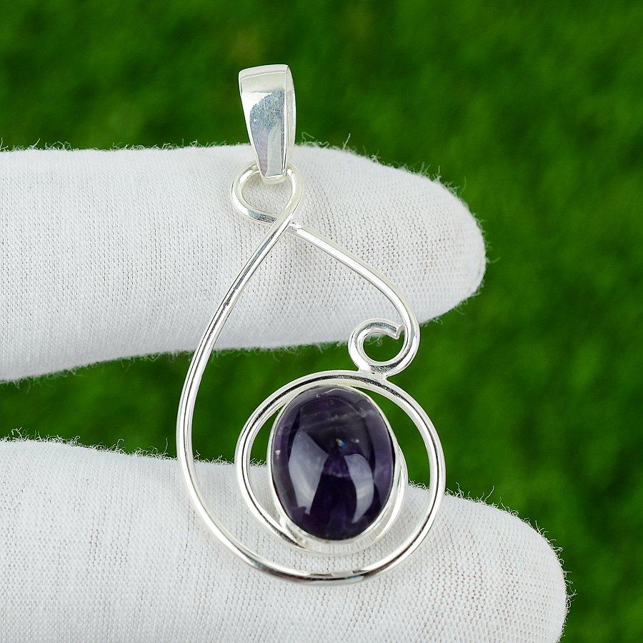 925 Sterling Silver Star Amethyst Stone Birthday Elegant Trendy Pendant Jewelry
