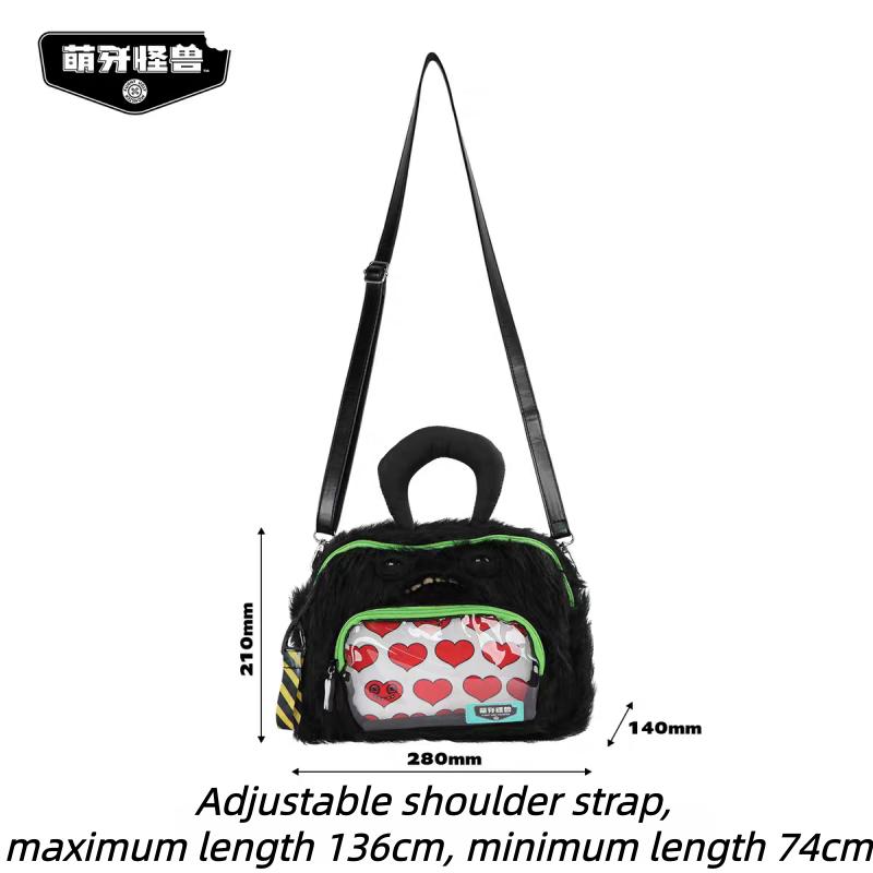 Funny Ugly Monster Plush Crossbody Bag Square Anime Doll Pendant Tooth Creature Ornament
