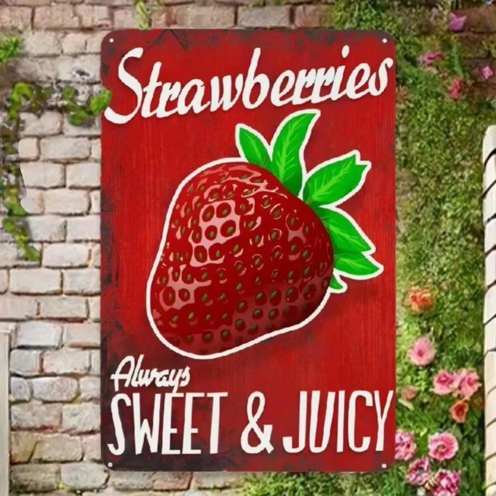 Vintage Always Sweet Juicy Strawberry Sign Rustic Decor for Bakery Nooks