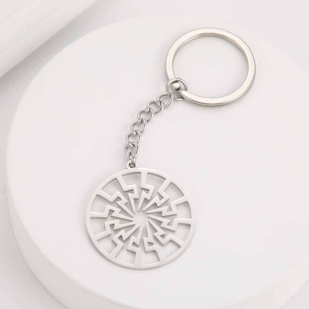 Titanium Steel Lightning Pendant & Keychain with Hollow Surround Design