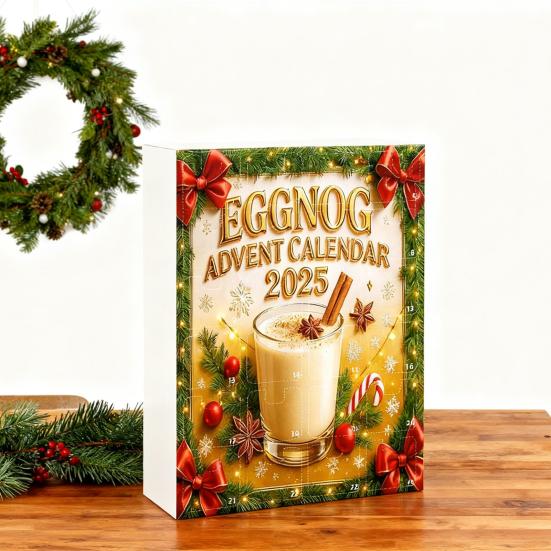 Eggelikør Adventskalender 24 Akryl 2D Eggelikørpynt Nedtelling til Jul Kalender for Festlig Hjemmedekor Julegave