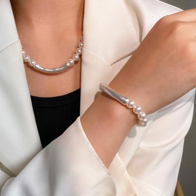 Retro Light Luxury Bamboo Pearl Bracelet Women's Exquisite High-end Sense Beaded Necklace Collarbone Chain with Jewelry