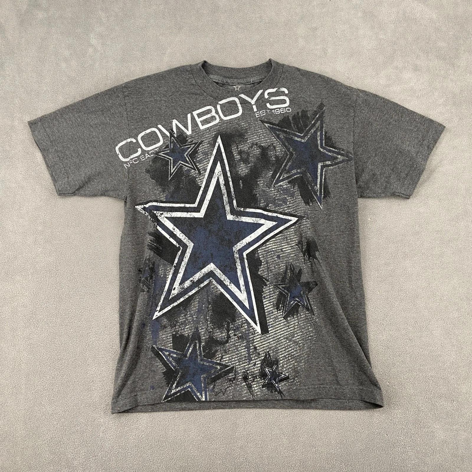 Y2K Cowboys AOP Grunge Authentic Apparel Shirt Sz M Dallas Cowboys NFL Football 3XL