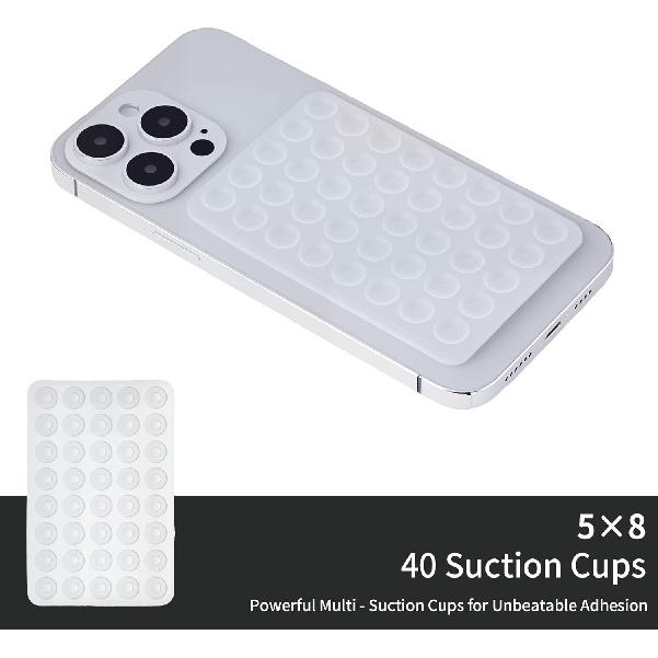 2 Pack Silicone Double-Sided Suction Grip – 40 Cups per Side, Strong Hold for iPhone, Galaxy, Pixel, Android – Hands-Free for Selfies & Videos