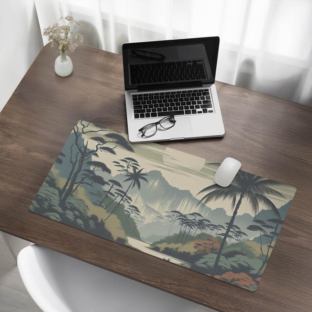 Durable Anti-Slip Desk Mat Tropical Landscape 90x45 Cm