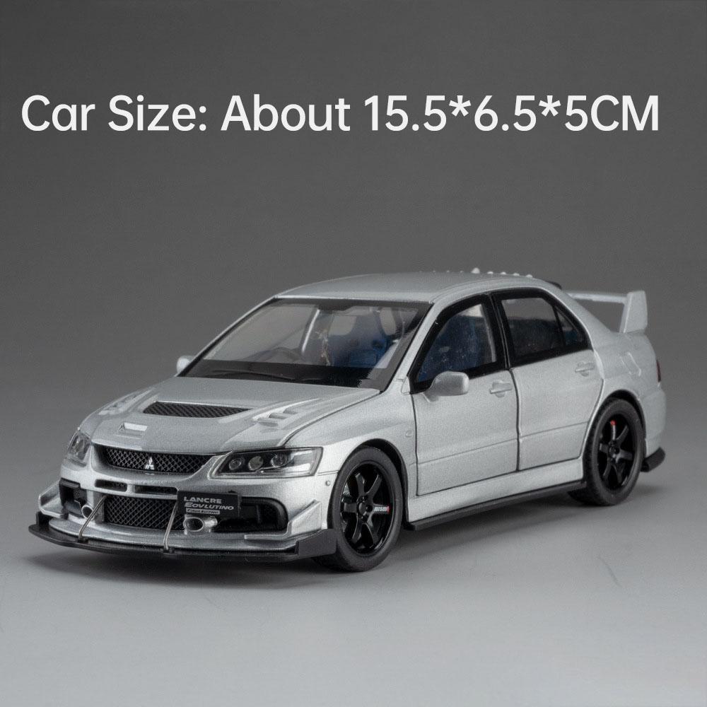 

1:32 Scale Lancer EVO IX Racing Car Model Toy Doors Opened Sound Light Cars Pull Back Shock Absorption Models Bedroom Decaration
