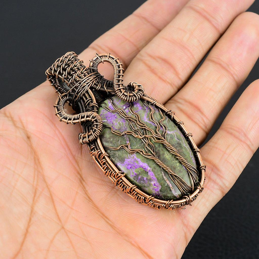 Tree Of Life Purpurite Jewelry, 999 Copper Wire Wrapped Pendant Handmade Gemstone Jewelry, Gifts For Wife Brand New Pendant