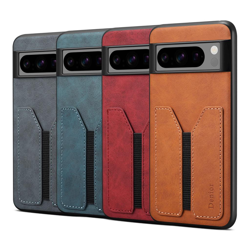 DENIOR For Google Pixel 8 Pro Case PU Leather Phone Back Cover with Elastic Card Holder