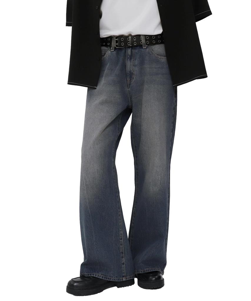 WEGO Flared Denim Size Perfect for Fall and and as a Gift Men's Pants, M, Medium-Dark Denim, Streetwear, Winter,