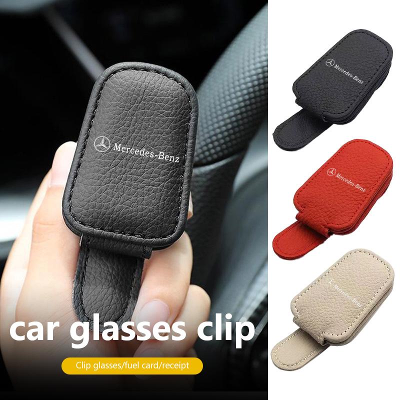 For Benz Car Sunshades Magnetic Leather Sunglasses Ticket Clip Auto Accessories AMG W213 W124 W108 W126 Exclusive W204 W222 W205
