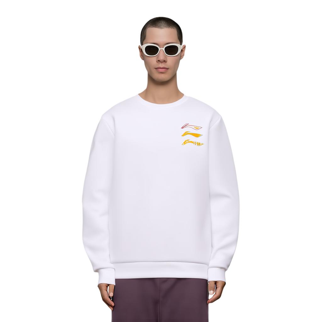 Li-Ning Versatile Simple Round Neck Casual Letter Print Loose Comfortable Sweatshirt Unisex sweatshirt AWDVG93-2