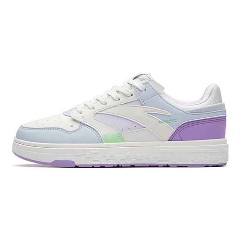 Anta Women Fabric Synthetic Leather Low Top Skate Shoes White Blue Purple 122238066-5 35.5