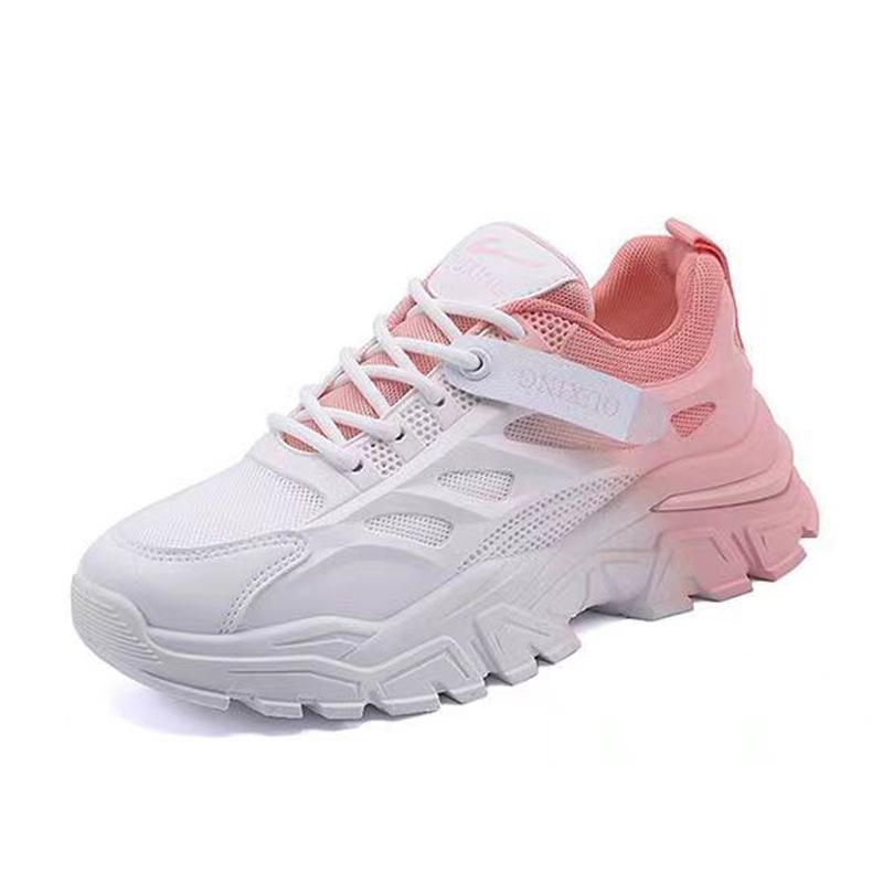Platform Dad Shoes Women's Spring and Summer Mesh Breathable New Versatile Casual White Shoes Women's Sports Running Shoes