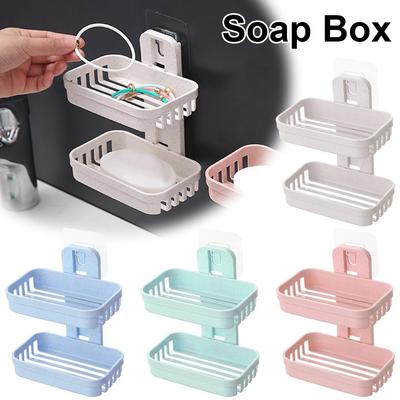 Wall Hanging Soap Box Drain Soap Holder Bathroom Accessories Punch-free Container Suction Soap Tray Cup Dish Dish Soap X6C2