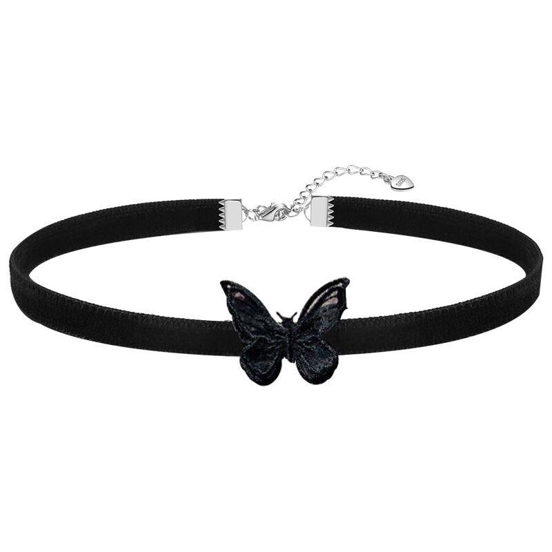 Black 3D Butterfly Lace Choker Necklace - Handmade Jewelry