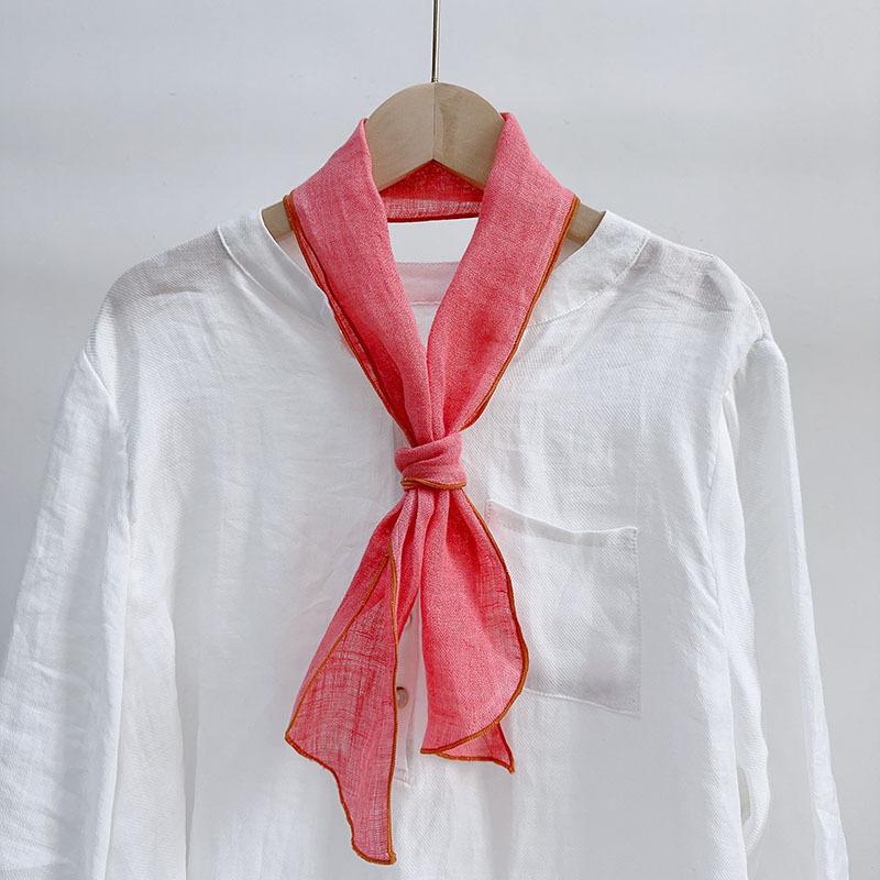Retro Rain And Dew Striped Small Bow Tie Literary Versatile Women'S Summer Neck Protection Scarf Accessories Silk Korean Version