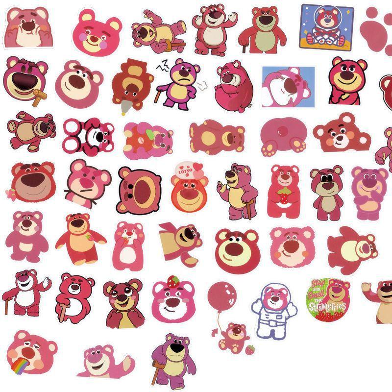Cute Strawberry Bear Stickers 50 Adorable Cartoon Waterproof Decals For Luggage Notebook And Water Bottle