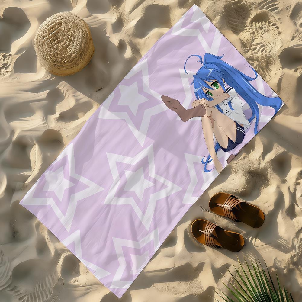 Anime Kawaii L-Lucky Star Cute Towel Soft Lightweight Anti-Sand Large Beach Towel Quick-Drying Bath Sports Family