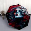 1pc Day of the Dead Fully Automatic Folding Portable Umbrella, 8 Iron Frames, Three-Fold Design, Suitable for All Seasons, Suitable for Outdoor U