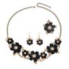 Rhinestone Necklace Earring Ring Set Exquisite Clavicle Chain  Jewelry Accessories