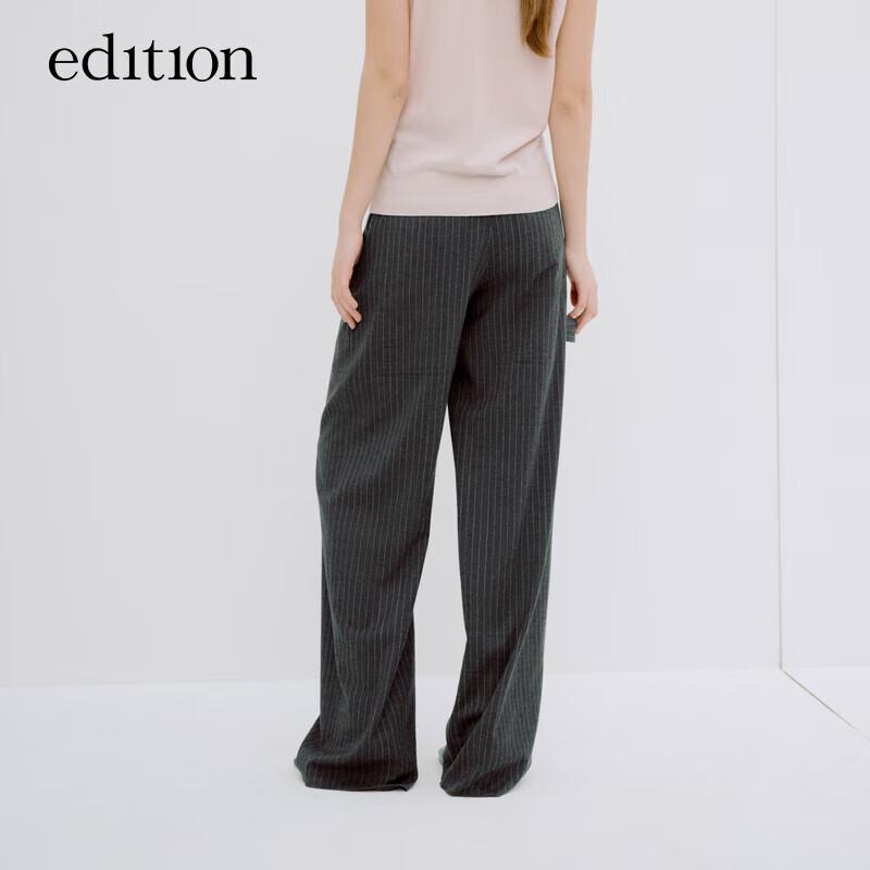 Edition Women's Retro Striped Wide-Leg Wool Blend Trousers