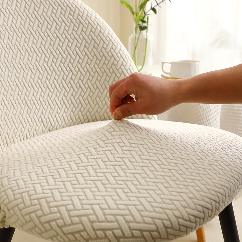1/2Pcs Soft Jacquard Dining Chair Cover Curved Duckbill Chair Slipcover Short Back Seat Cover For Living Room El Wedding