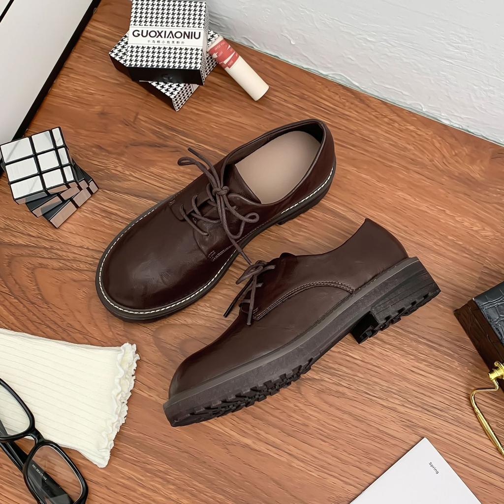 Grape mother winter new small man height increase platform small leather shoes women wear high-end British style loafers women