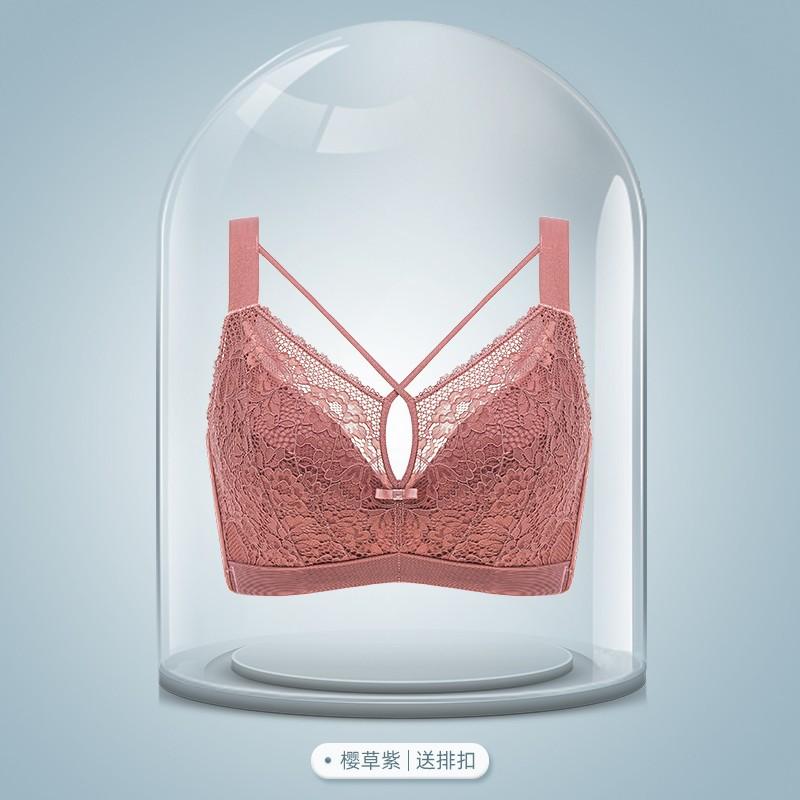 

Thin large-size underwear in summer, women s big breasts show small steel-rimless bras gather together, hold up secondary breasts, bras, anti-sagging 34/75D