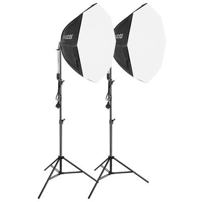 Andoer Kit Softbox para Fotografia de Estúdio com Softbox Octogonal de 70cm/28in * 2 + 2,1M Metal