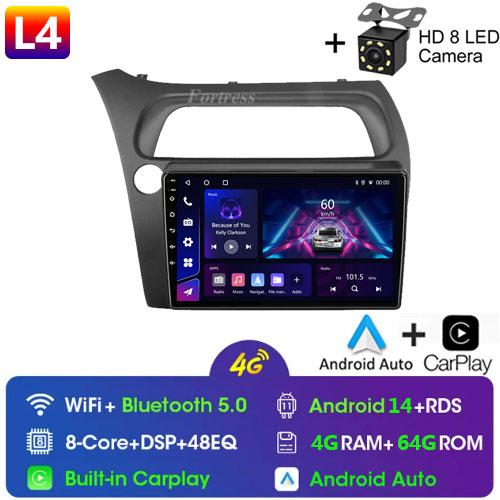 For Honda Civic Hatchback 2006-2011 Android 12 Car Radio Multimedia Video Navigation 2 Din Stereo DVD Head Unit Speaker Carplay