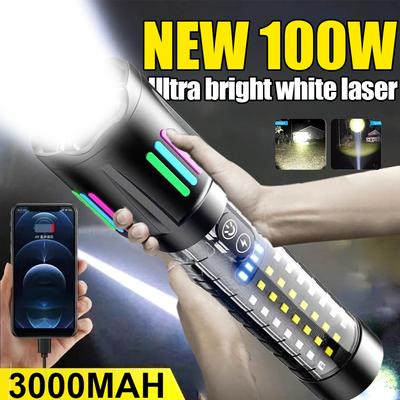 Ultra Mocna Latarka Wysokie Lumeny Fluorescencyjna Ładowalna Latarka COB Mocne Światło Taktyczna Latarka Samoobrona Power Bank