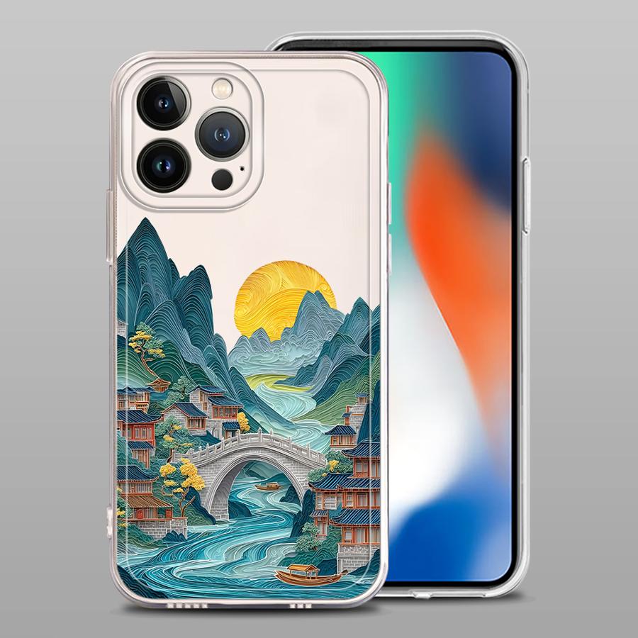 

Чехол-арт Горы для iPhone 17 Pro Max 13 Pro 7 8 16 15 12 Mini 11 Air XS Max 14 Plus XR Мягкий чехол для телефона iPhone 15