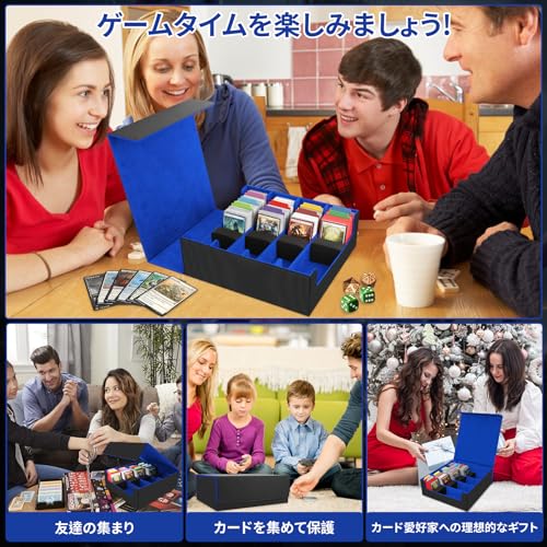 HIMOMO Deck Case, Holds Over 3200 Cards, 4 Columns, Magnetic Loader, PU Leather Vertical Game Card Box with 24 Compartments, Premium Magnetic Storage