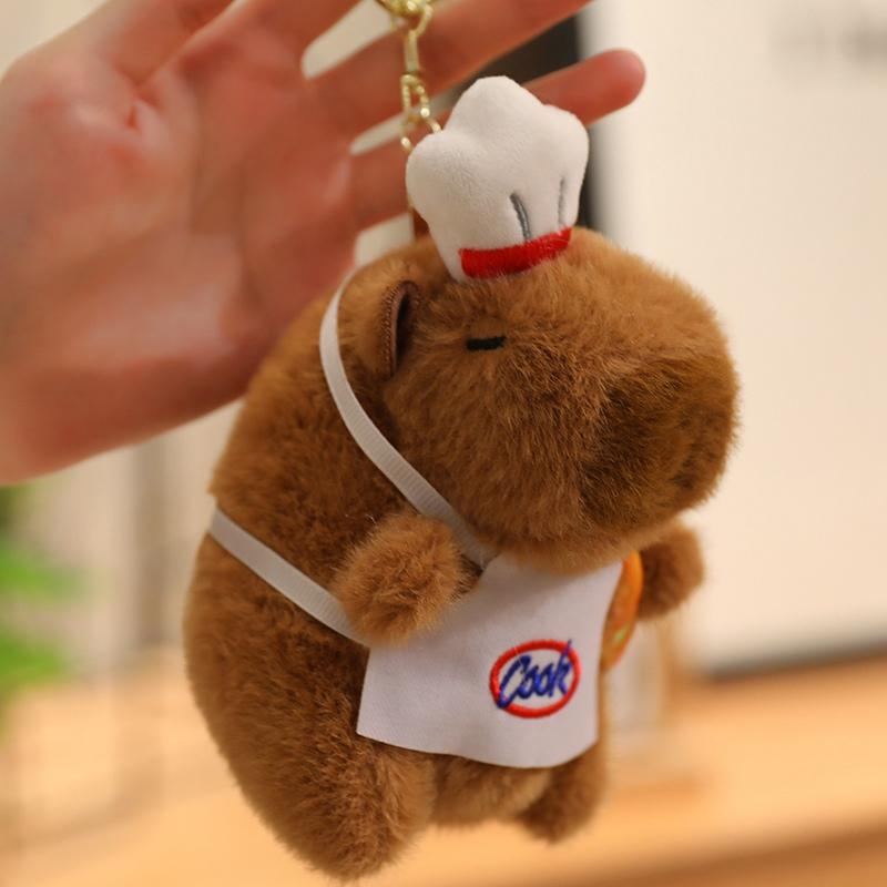 Foodie Capybara Plüschtiere Niedliche Mini-Lebensmittel-Capybara Garnzieh-Spielzeuge Lustige Schlüsselanhänger Anhänger Taschen Dekoration Niedliches Geburtstagsgeschenk 11cm