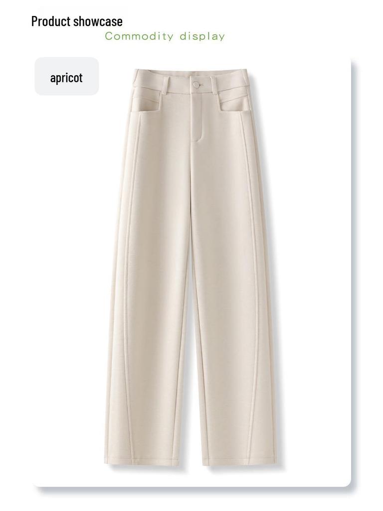 Women's 2024 Autumn/Winter Grey Wool Straight Leg Loose Scimitar Pants